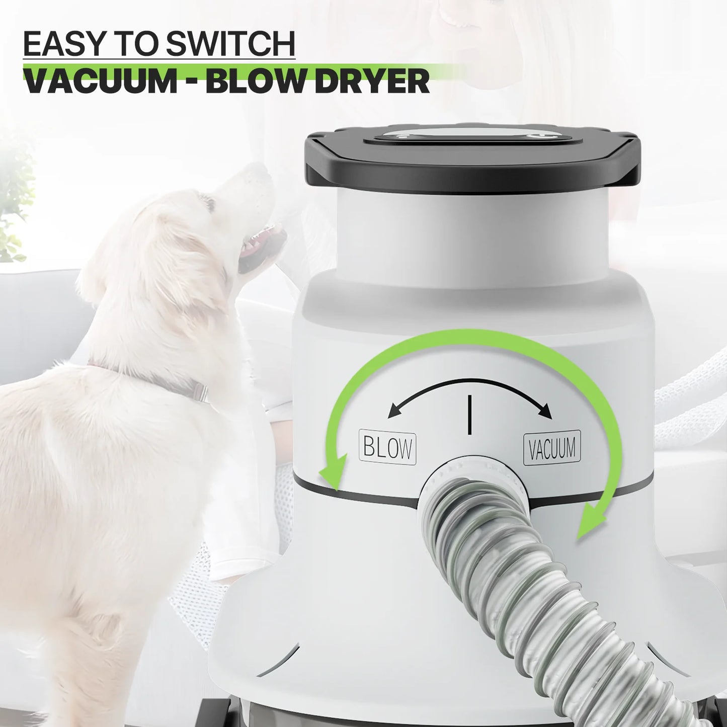 Pet Grooming Kit & Vacuum Suction 99% Pet Hair, Dog Grooming Kit with 6 Professional Grooming Shedding Tools for Dogs Cats and Other Animals, Black