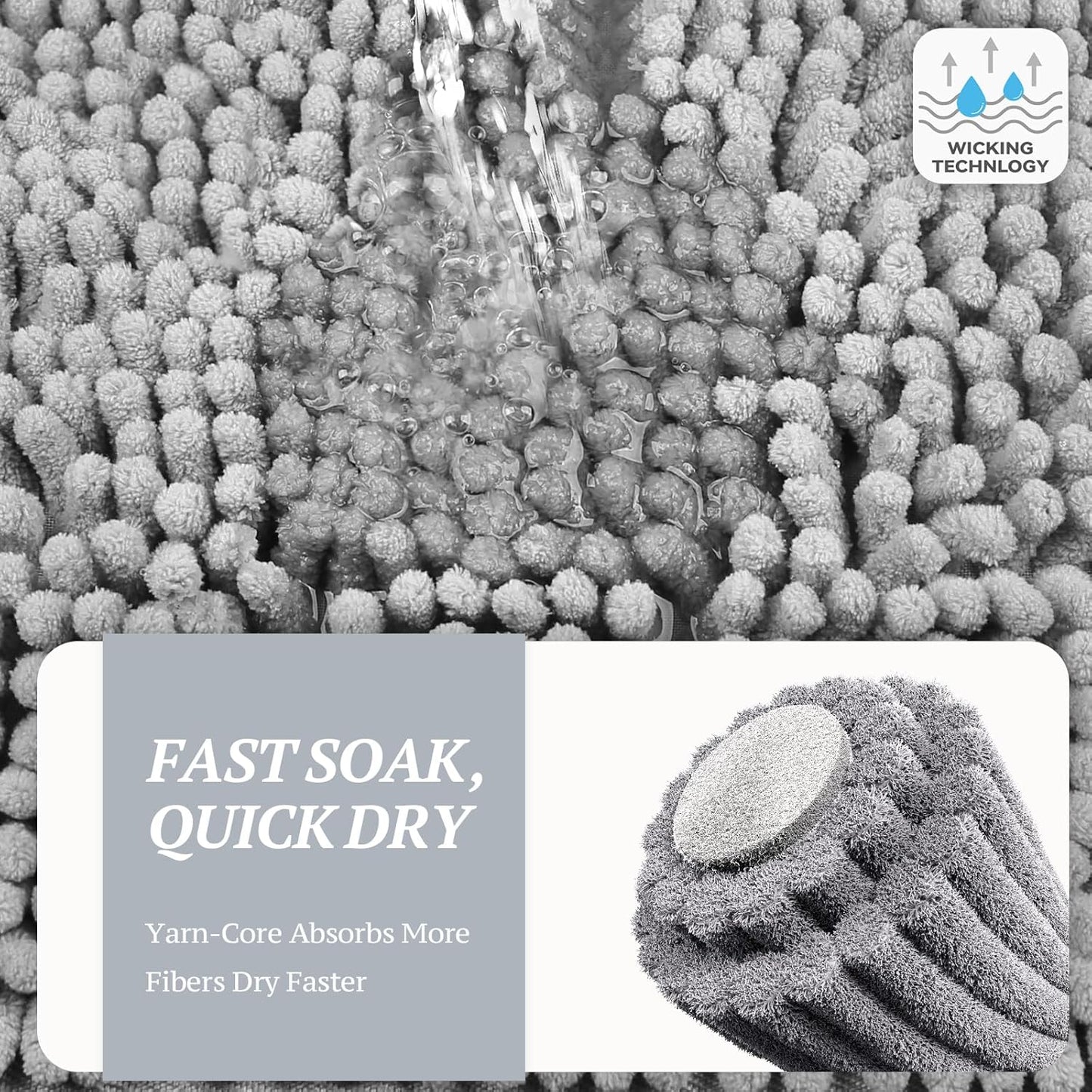 Dog Door Mat Absorpmax Dog Rug for Muddy Paw, Mat for Muddy Paw Door Indoor Floor Entryway, Waterproof Washable & Water Absorbent Dirt Trapper, 35" × 25", Grey