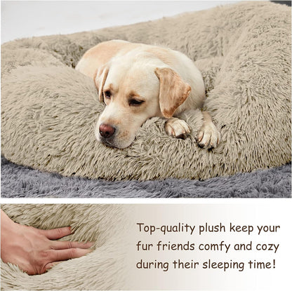 Washable Dog round Bed - Large Donut Dog Bed, Comfy Calming Cuddler