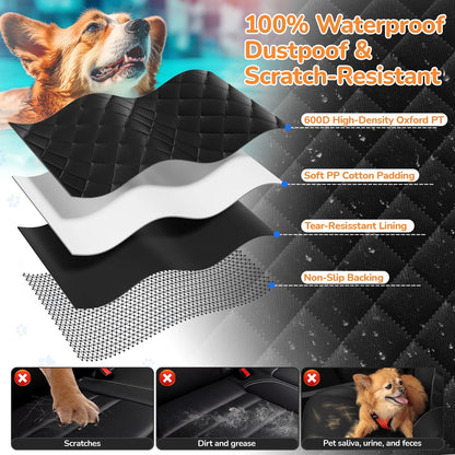 Dog Seat Cover- Non-Slip Dog Car Hammocks with Seatbelt Dog Car Seat Cover Waterproof and Scratch-Resistant Dog Car Back Seat Protection