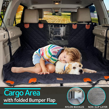Dog Car Seat Cover - 100% Waterproof Hammock with Mesh Window, Scratchproof, Durable (Black, Standard (54" W X 58" L))