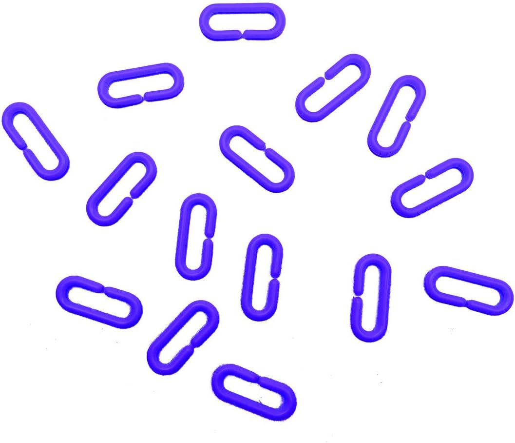 200-Piece Blue Plastic Chain Links & Toys - Interlocking C-Clip Bird Cage Accessories for Parakeets, Sugar Gliders, Small Pets (Climbing/Swinging Toys)