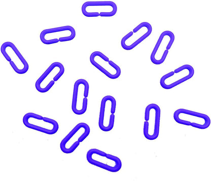 200-Piece Blue Plastic Chain Links & Toys - Interlocking C-Clip Bird Cage Accessories for Parakeets, Sugar Gliders, Small Pets (Climbing/Swinging Toys)