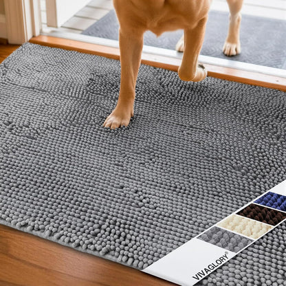 Dog Door Mat Absorpmax Dog Rug for Muddy Paw, Mat for Muddy Paw Door Indoor Floor Entryway, Waterproof Washable & Water Absorbent Dirt Trapper, 35" × 25", Grey