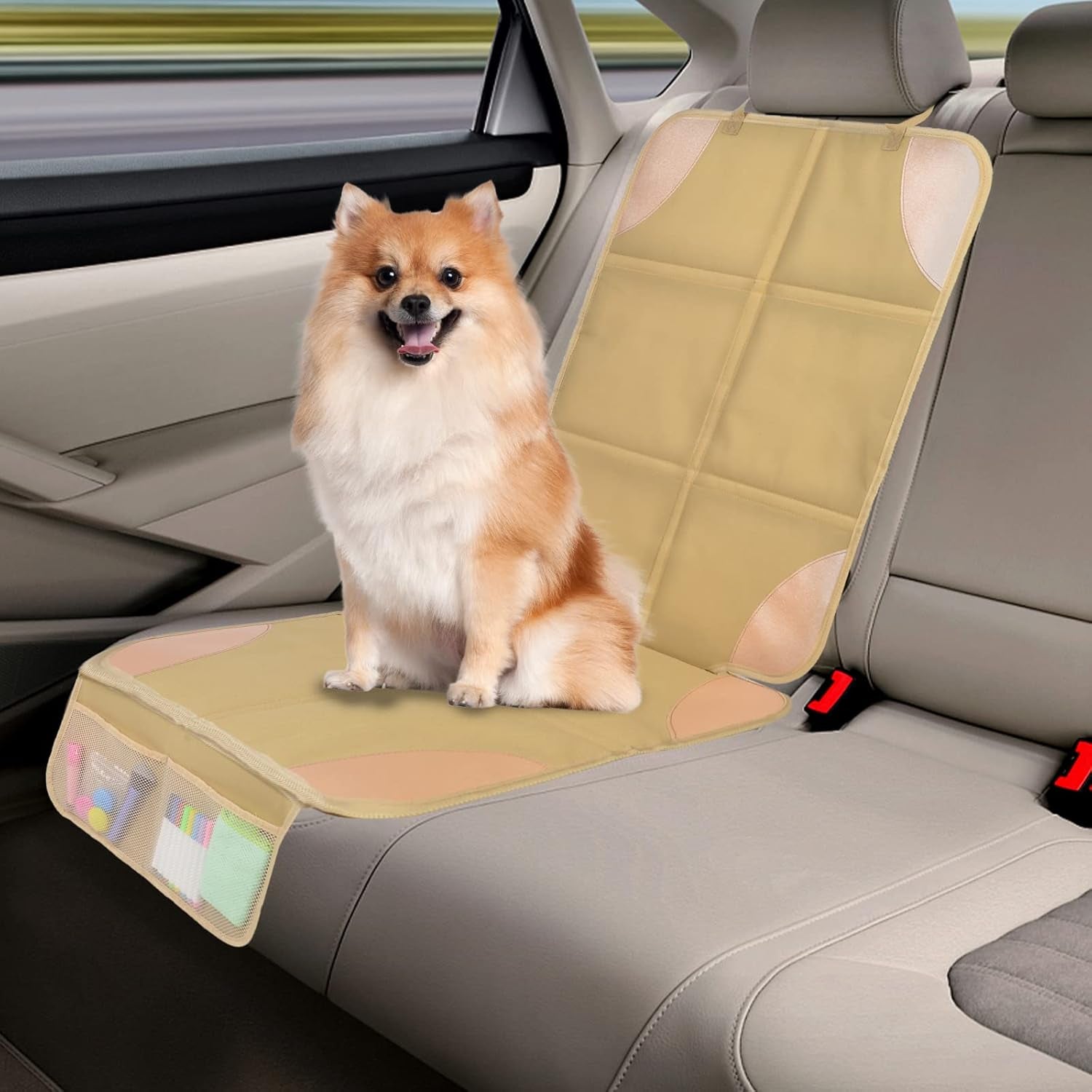 Car Seat Protector, Non-Slip Backing Will Not Leave Imprint, Waterproof Thicker Car Seat Cover for SUV, Sedan, Truck, Leather Car Seat Cushion (Ochre)