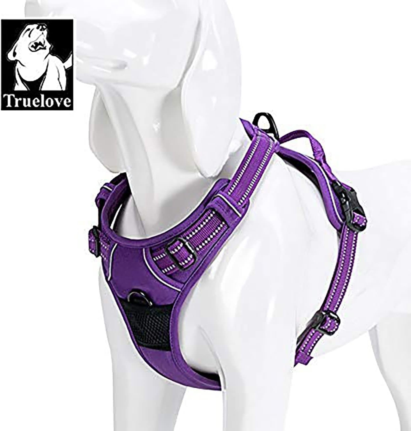 Adjustable No-Pull Dog Harness Reflective Pup Vest Harnesses Comfortable Control Brilliant Colors Tlh5651(Purple,S)