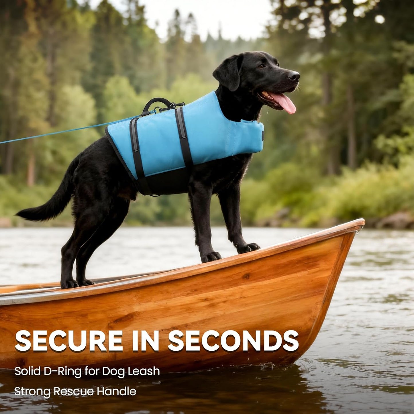 Rip Stop Dog Life Vest, Swimming Vest with Handle, Buoyancy for Doggy Puppy, Dog Life Jacket for Swimming & Boating, M, Blue