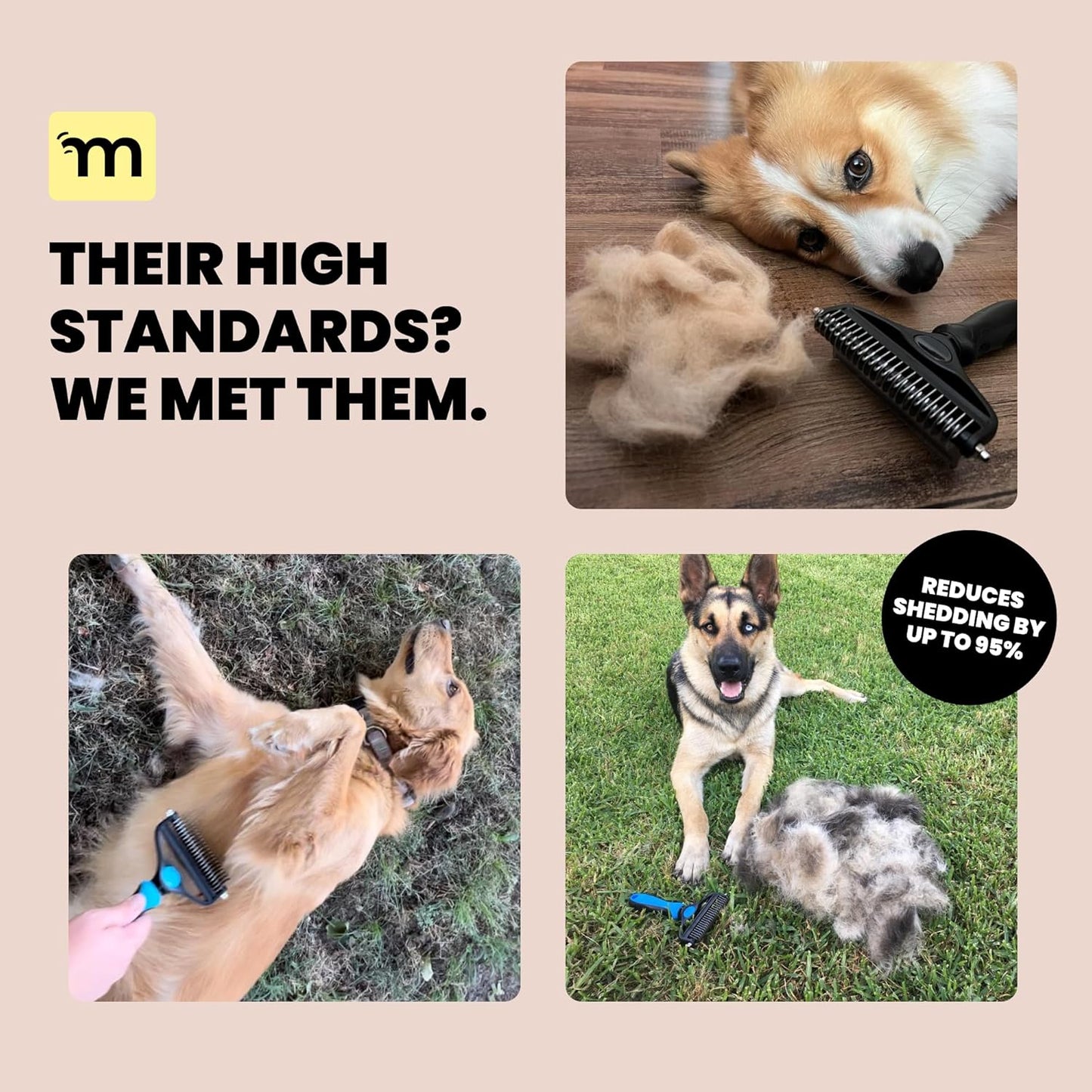 Dog Brush for Shedding - Large, Blue, 2-In-1 - Deshedding Dog Grooming Brush & Undercoat Rake with Dematting Comb for Medium to Large Double Coated