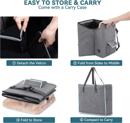 Small Dog Car Seat, Pet Travel Car Booster Seat with Safety Belt, Washable Double-Sided Cushion and Storage Pocket for Small Pet (Small, Light Grey)