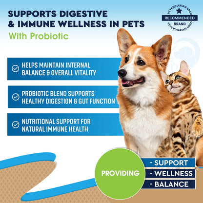 Natural Digestive Support for Dogs & Cats – Herbal Blend with Wormwood, Black Walnut & Probiotic – Supports Normal Gut & Flora Balance – Advanced Daily Formula