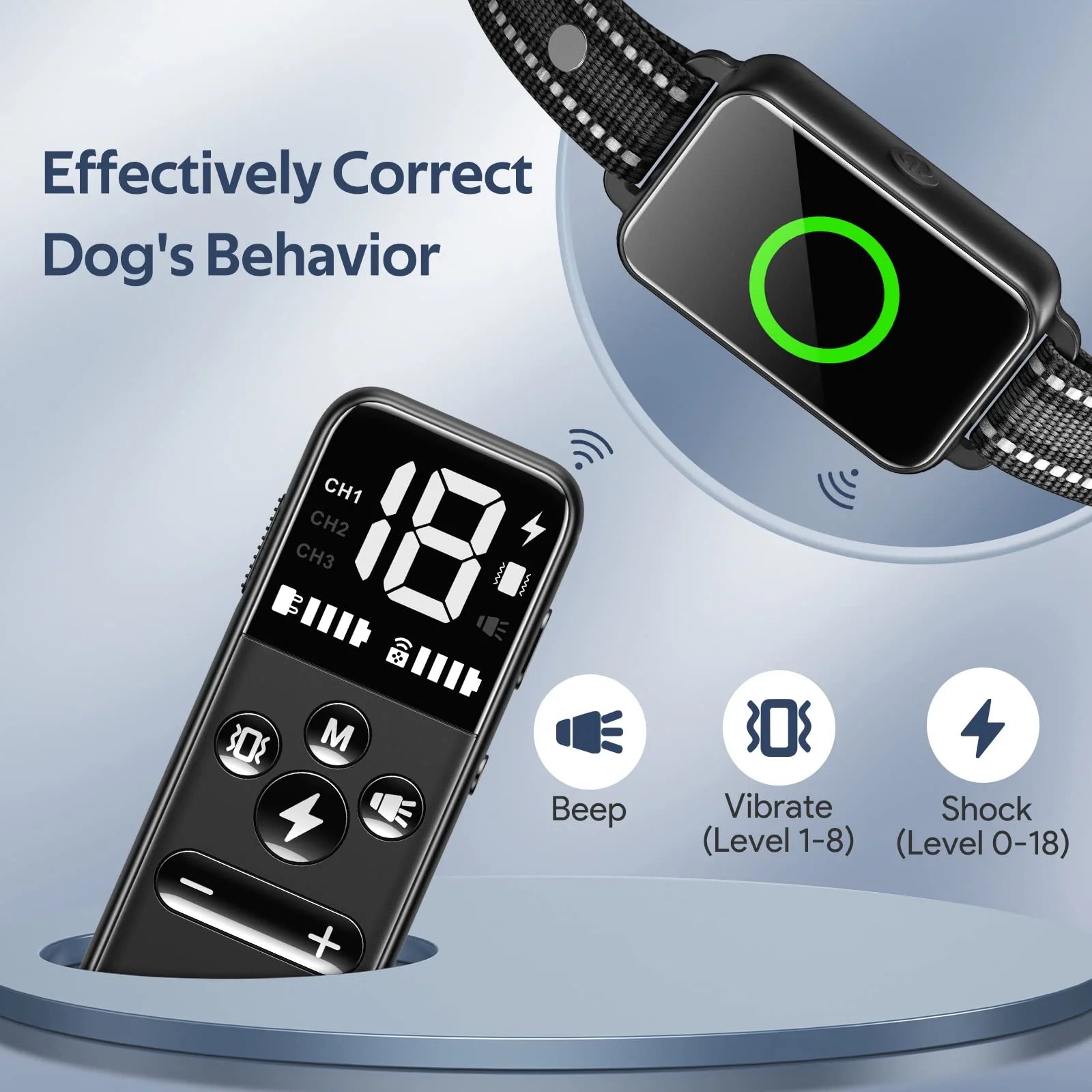 Dog Shock Collar 2 Dogs, Dog Training Collar with Remote, IPX7 Waterproof with 3 Training Modes, Suitable for All Breeds