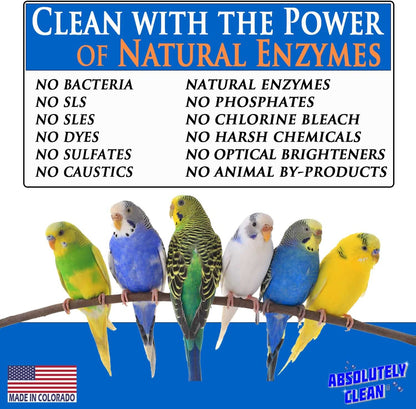 Amazing Bird Cage Cleaner and Deodorizer - Just Spray/Wipe - Safely & Easily Removes Bird Messes Quickly and Easily - USA Made - Fragrance Free (4X Concentrate - 16Oz Makes 64Oz)