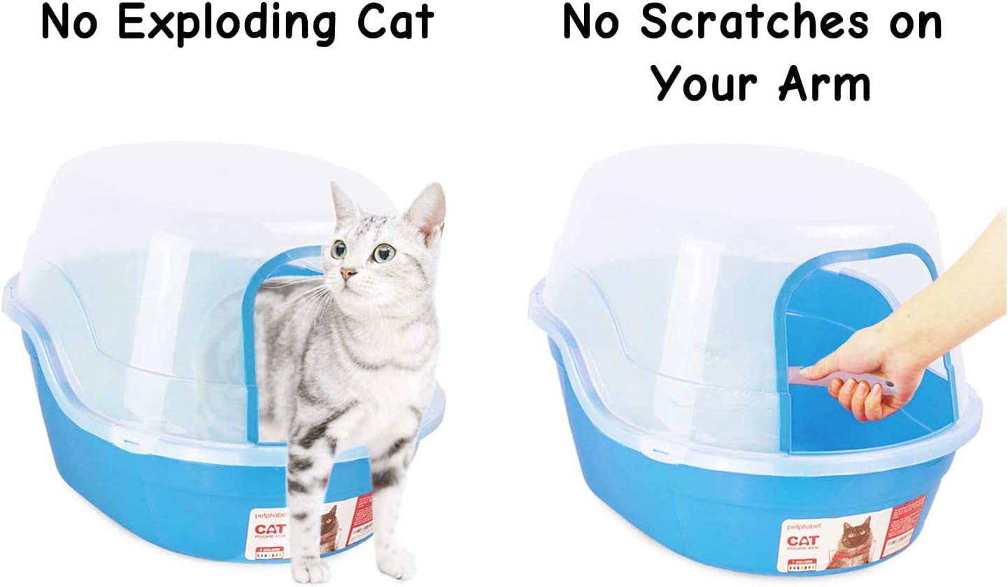 Jumbo Hooded Cat Litter Box, Extra Large, Light Blue