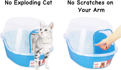 Jumbo Hooded Cat Litter Box, Extra Large, Light Blue
