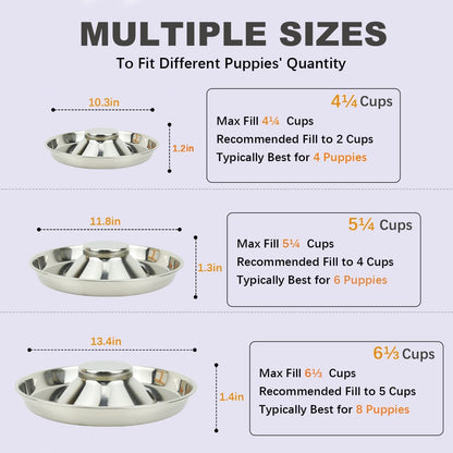 Stainless Steel Puppy Dog Bowls, Pets Puppies Feeding Food and Water Weaning Bowls Dishes Feeder, 13.4 Inch