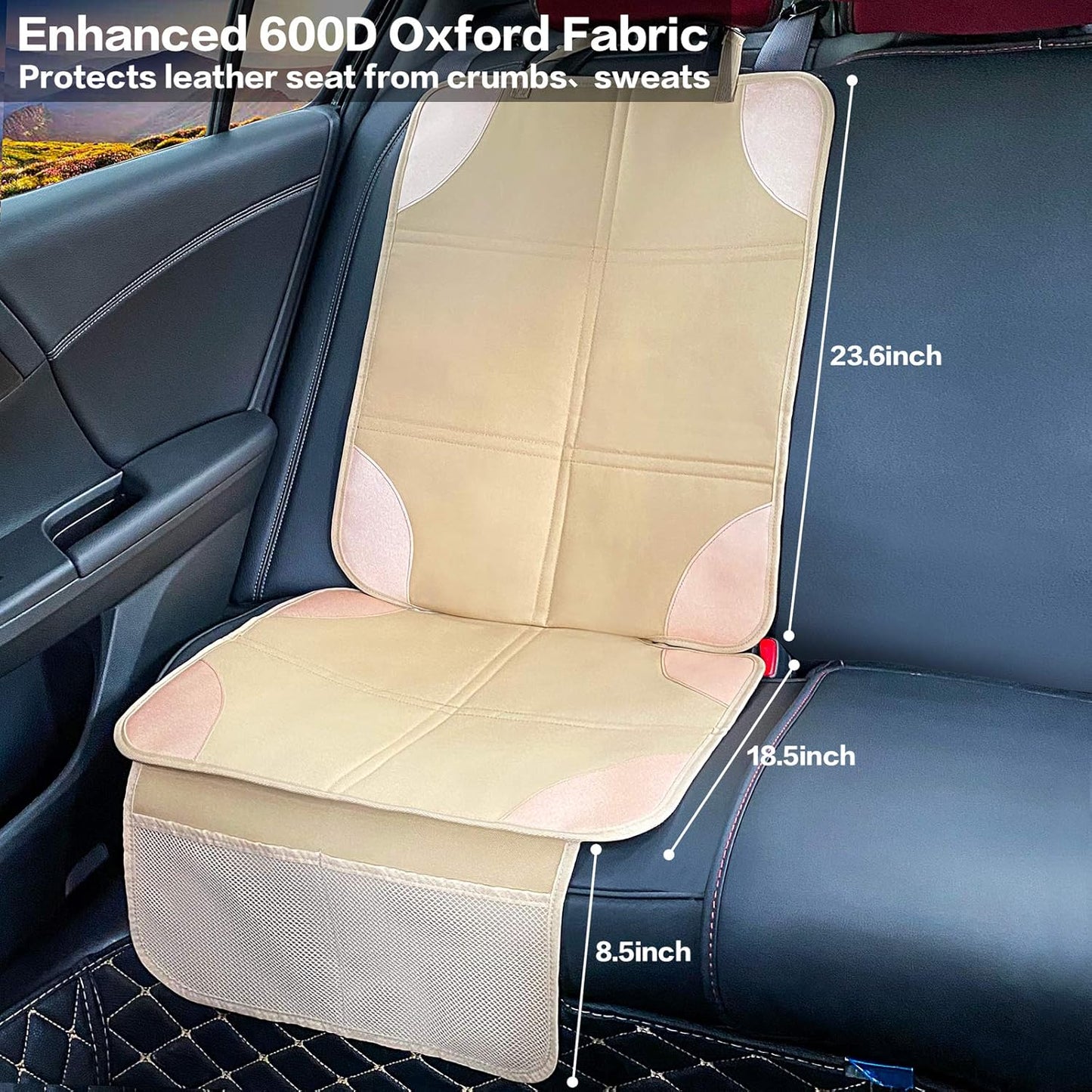 Car Seat Protector, Non-Slip Backing Will Not Leave Imprint, Waterproof Thicker Car Seat Cover for SUV, Sedan, Truck, Leather Car Seat Cushion (Ochre)