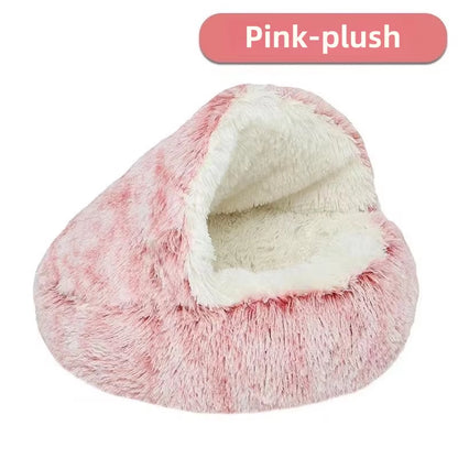 Autumn and Winter Soft Plush Pet Bed and Pet Bed Winter Warm and Cold Plush Comforter Nest Shell Cat Nest Semi-Enclosed Cat Nest