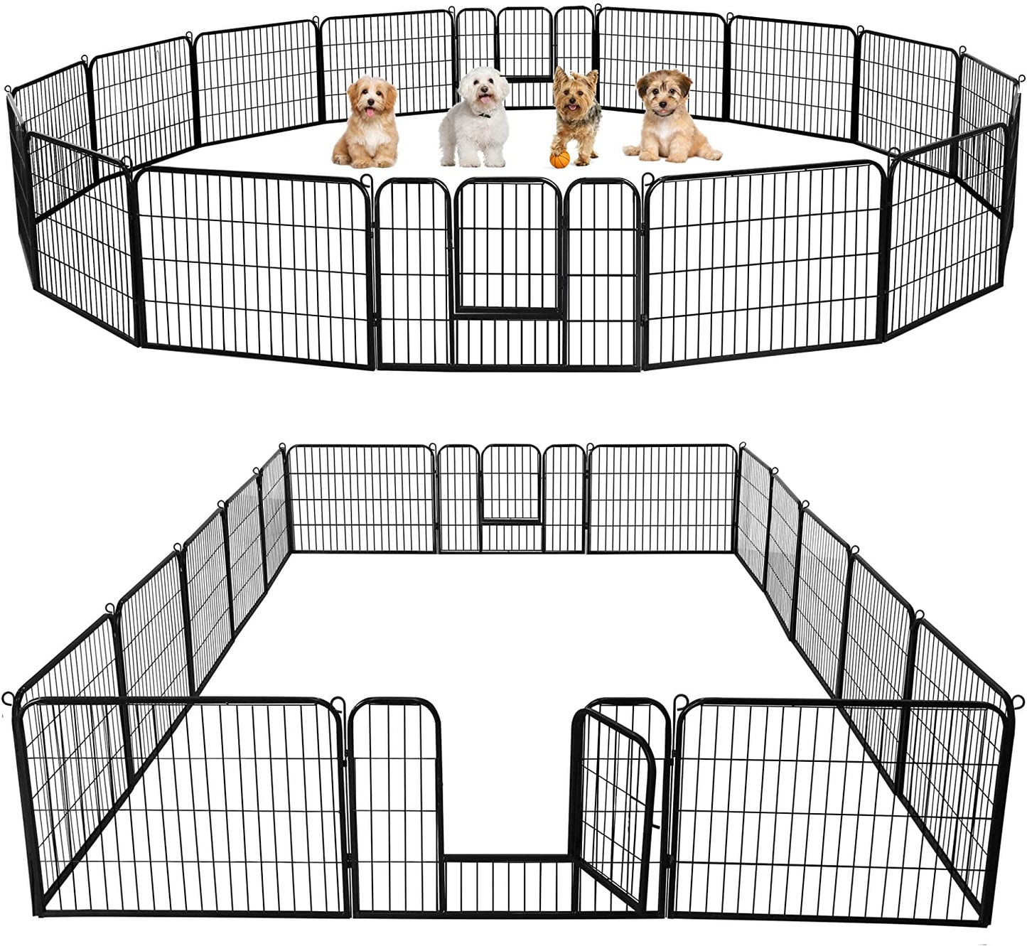 Dog Playpen Outdoor, 24 Inch 16 Panels Dog Pen Indoor Heavy Duty Puppy Exercise Pen Metal Pet Fence for RV Camping/Yard/Garden
