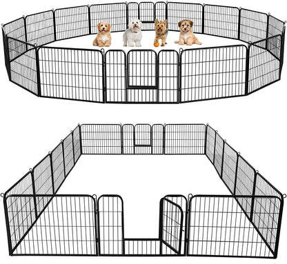 Dog Playpen Outdoor, 24 Inch 16 Panels Dog Pen Indoor Heavy Duty Puppy Exercise Pen Metal Pet Fence for RV Camping/Yard/Garden