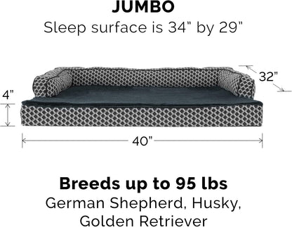 Replacement Dog Bed Cover Comfy Couch Plush & Décor Sofa-Style, Machine Washable - Diamond Gray, Jumbo (X-Large)