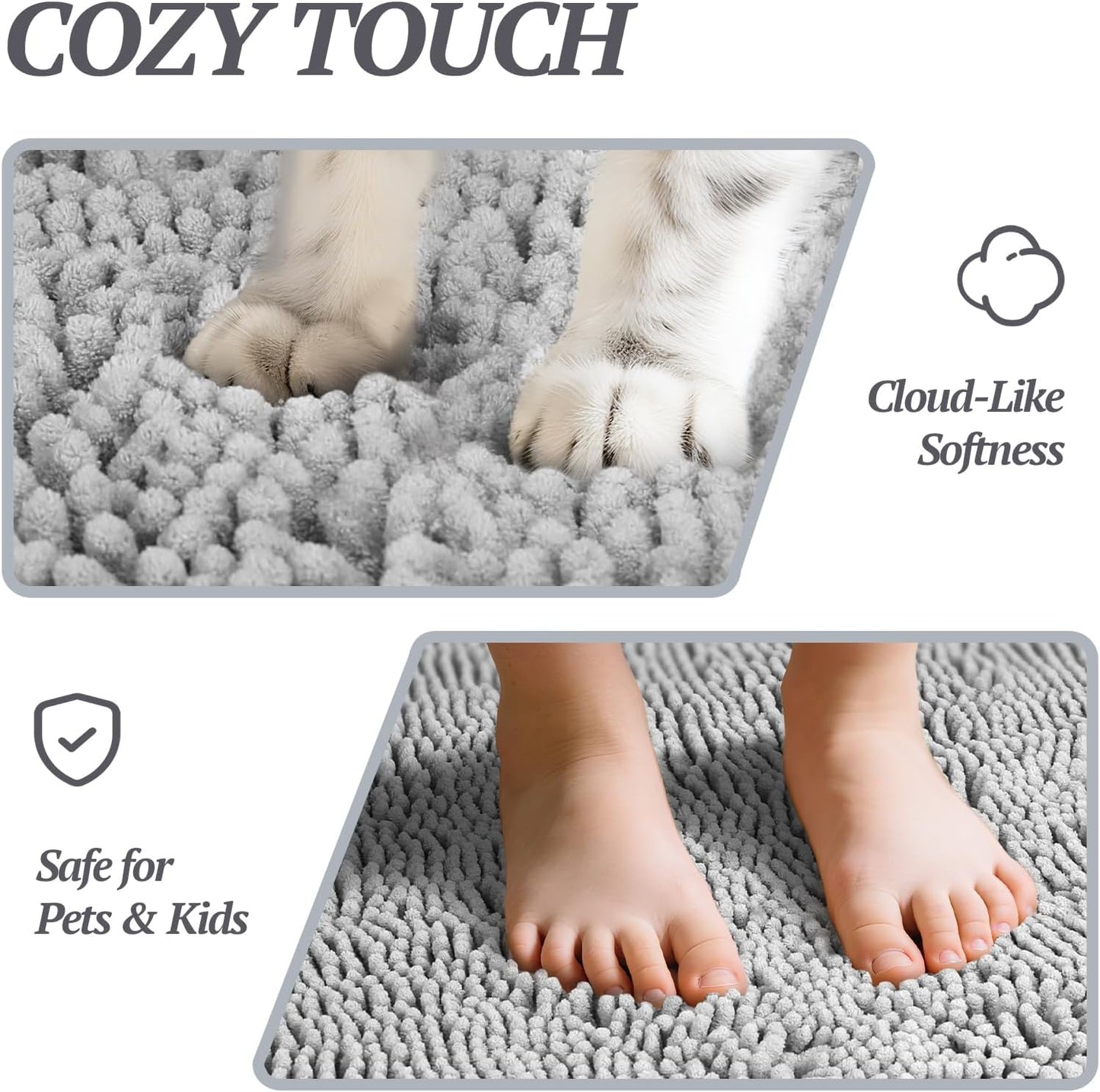 Dog Door Mat Absorpmax Dog Rug for Muddy Paw, Mat for Muddy Paw Door Indoor Floor Entryway, Waterproof Washable & Water Absorbent Dirt Trapper, 35" × 25", Grey