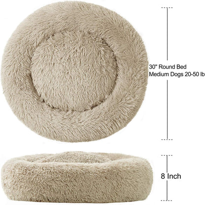 Washable Dog round Bed - Large Donut Dog Bed, Comfy Calming Cuddler