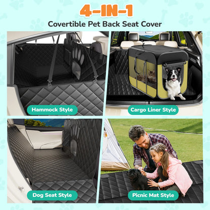 Dog Seat Cover- Non-Slip Dog Car Hammocks with Seatbelt Dog Car Seat Cover Waterproof and Scratch-Resistant Dog Car Back Seat Protection